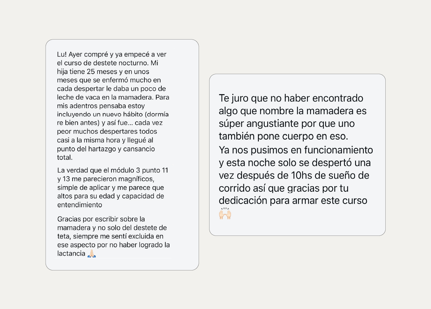 Testimonio de destete nocturno 1